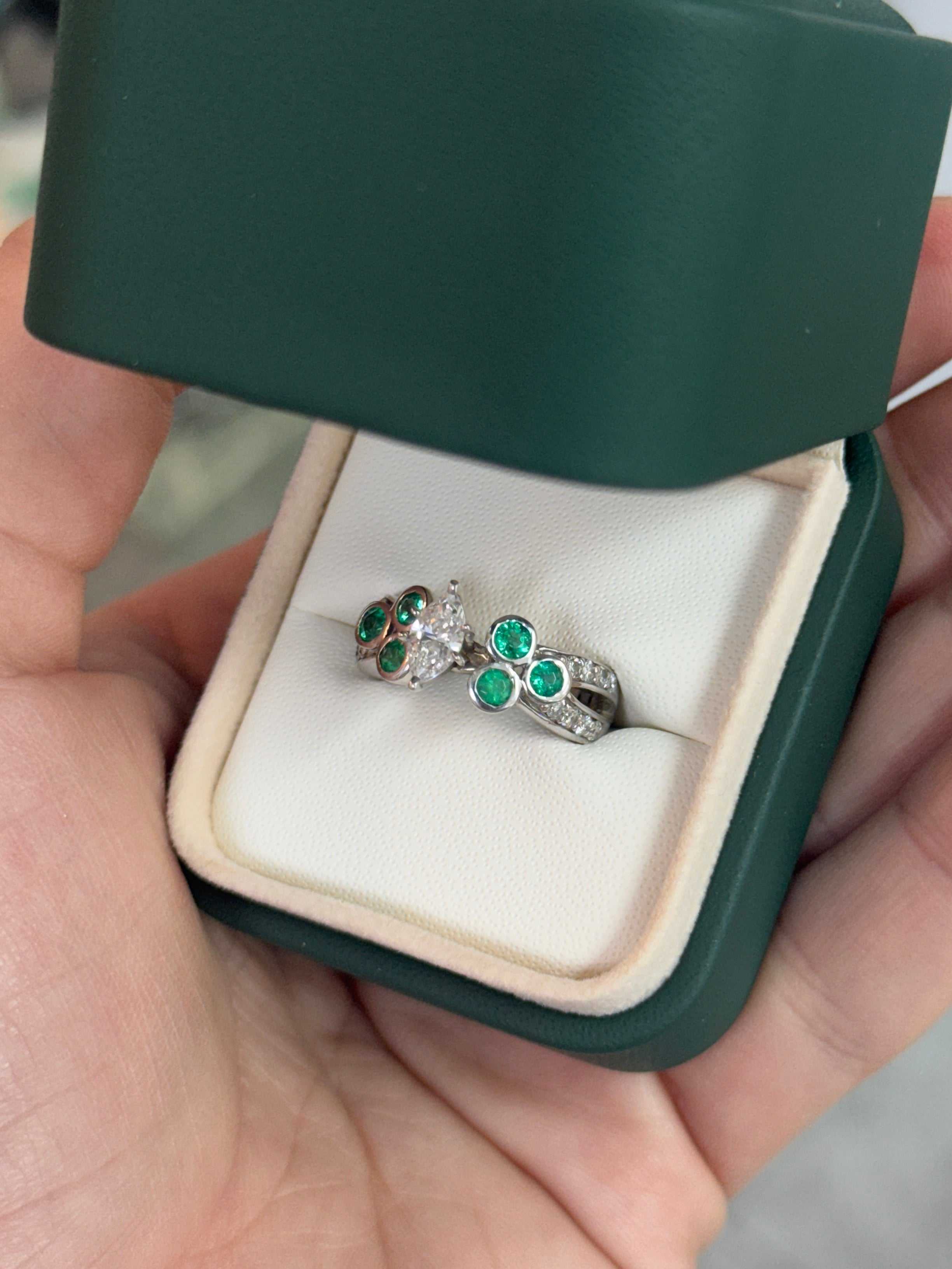 2.02tcw Marquise Diamond & Emerald Accents 14K White Gold
