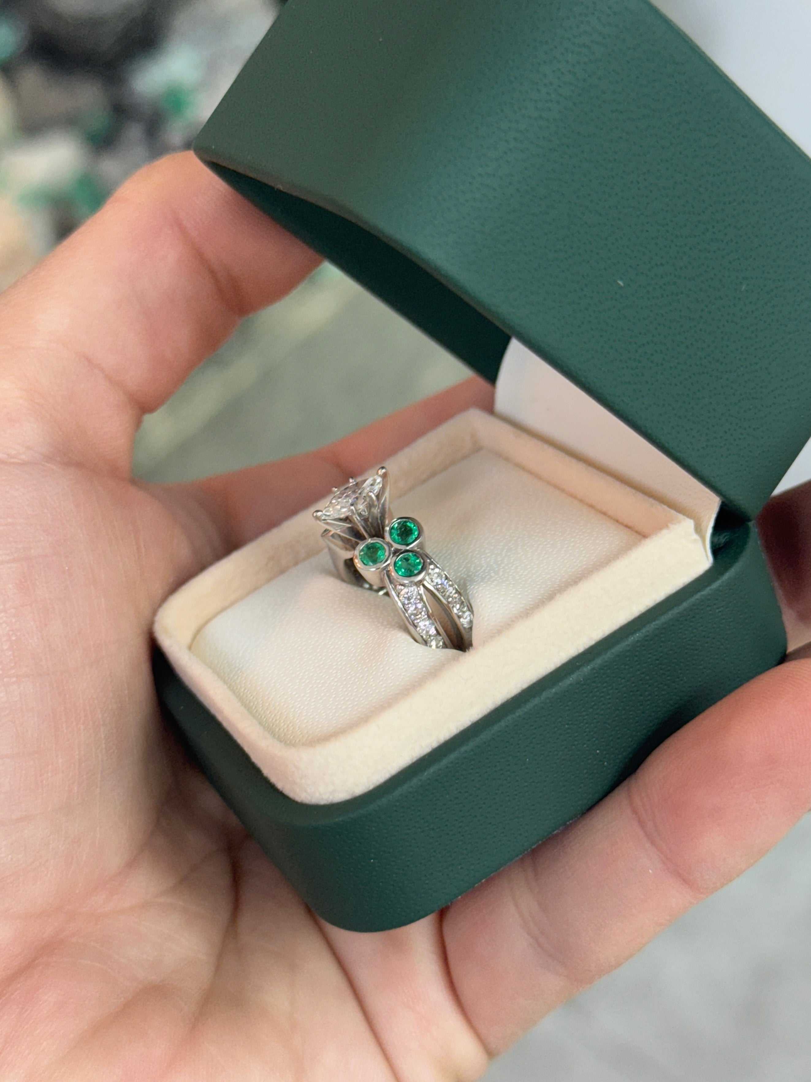 2.02tcw Marquise Diamond & Emerald Accents 14K White Gold