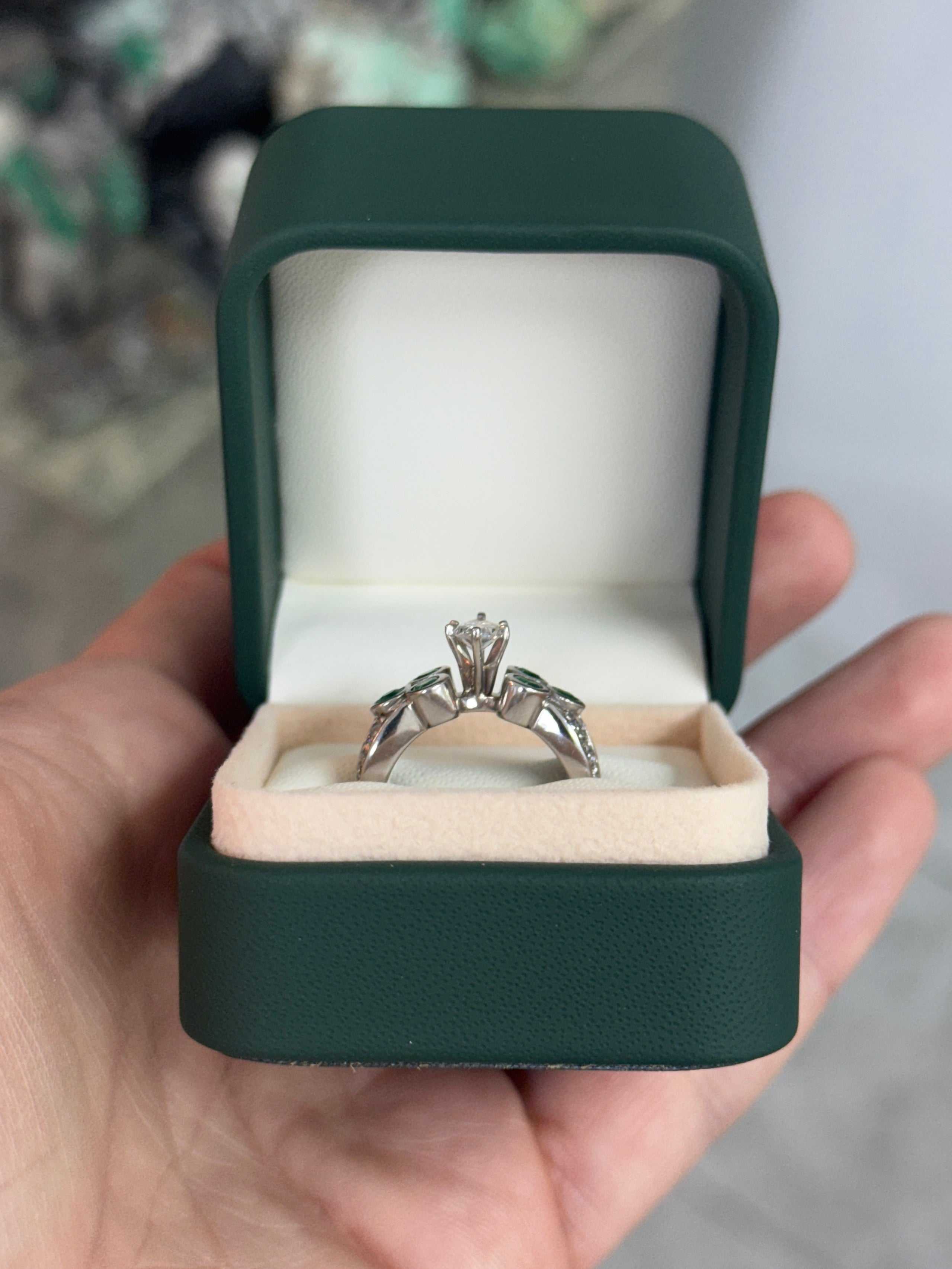 2.02tcw Marquise Diamond & Emerald Accents 14K White Gold