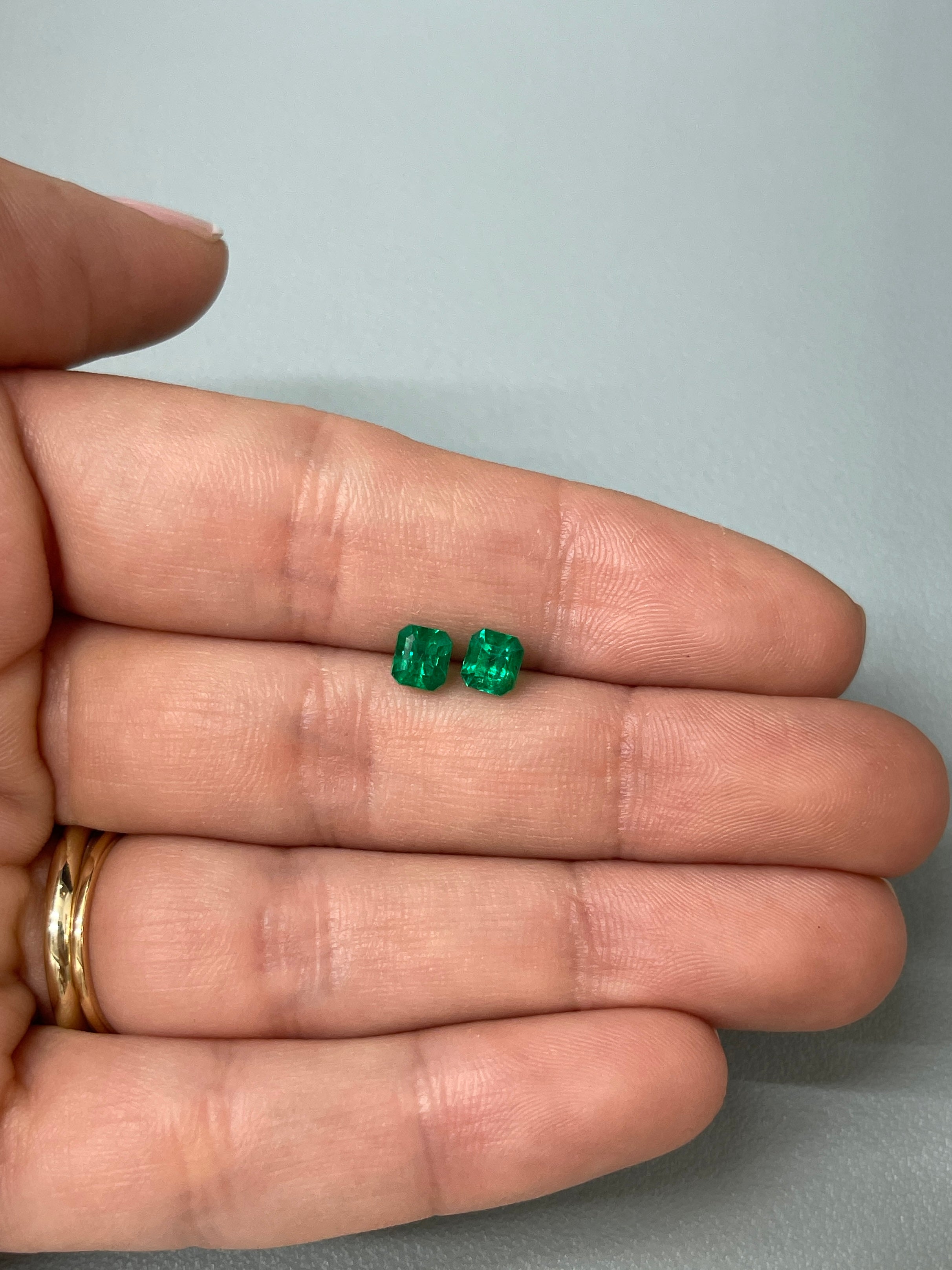 1.26tcw 5x4.5 Matching AAA+ Muzo Green Loose Colombian Emeralds-Asscher Cut