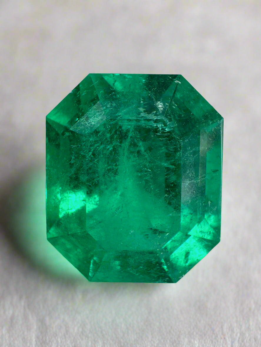 5.01 carat natural Colombian emerald loose gemstone emerald cut intense green color