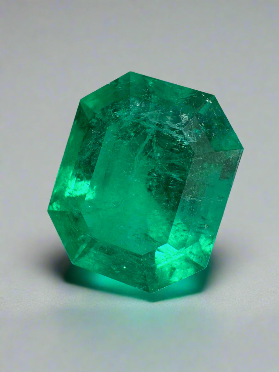 5.01 Carat 12x10 Fine Electric Muzo Natural Loose Colombian Emerald-Emerald Cut - JR Colombian Emeralds
