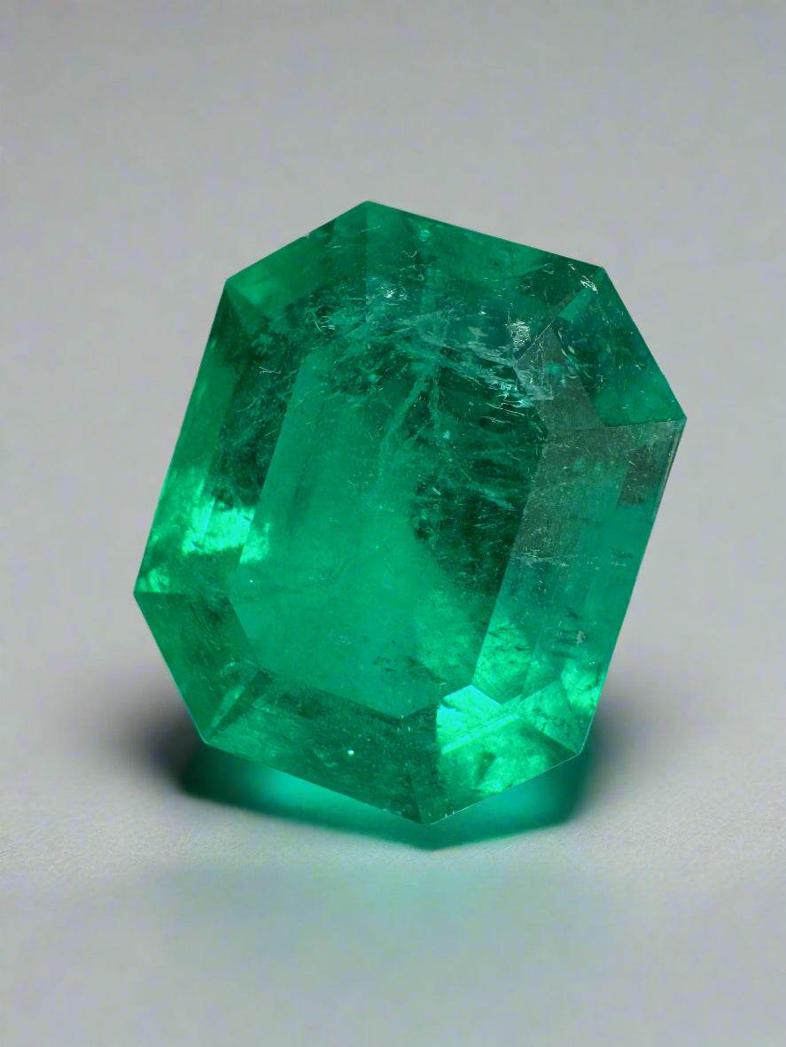 5.01 Carat 12x10 Fine Electric Muzo Natural Loose Colombian Emerald-Emerald Cut - JR Colombian Emeralds