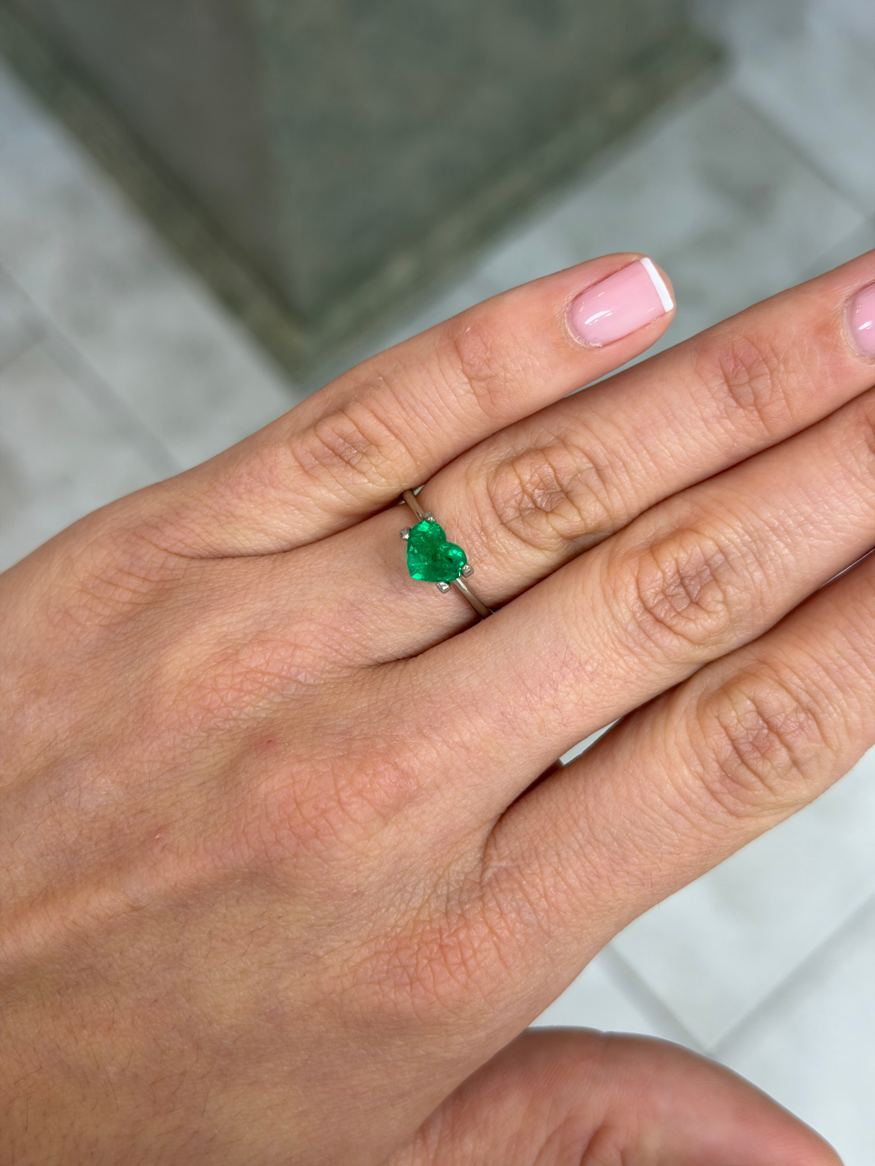 0.95 Carat 6x7 AAA+ Vivid Muzo Green Natural Loose Colombian Emerald-Heart Cut