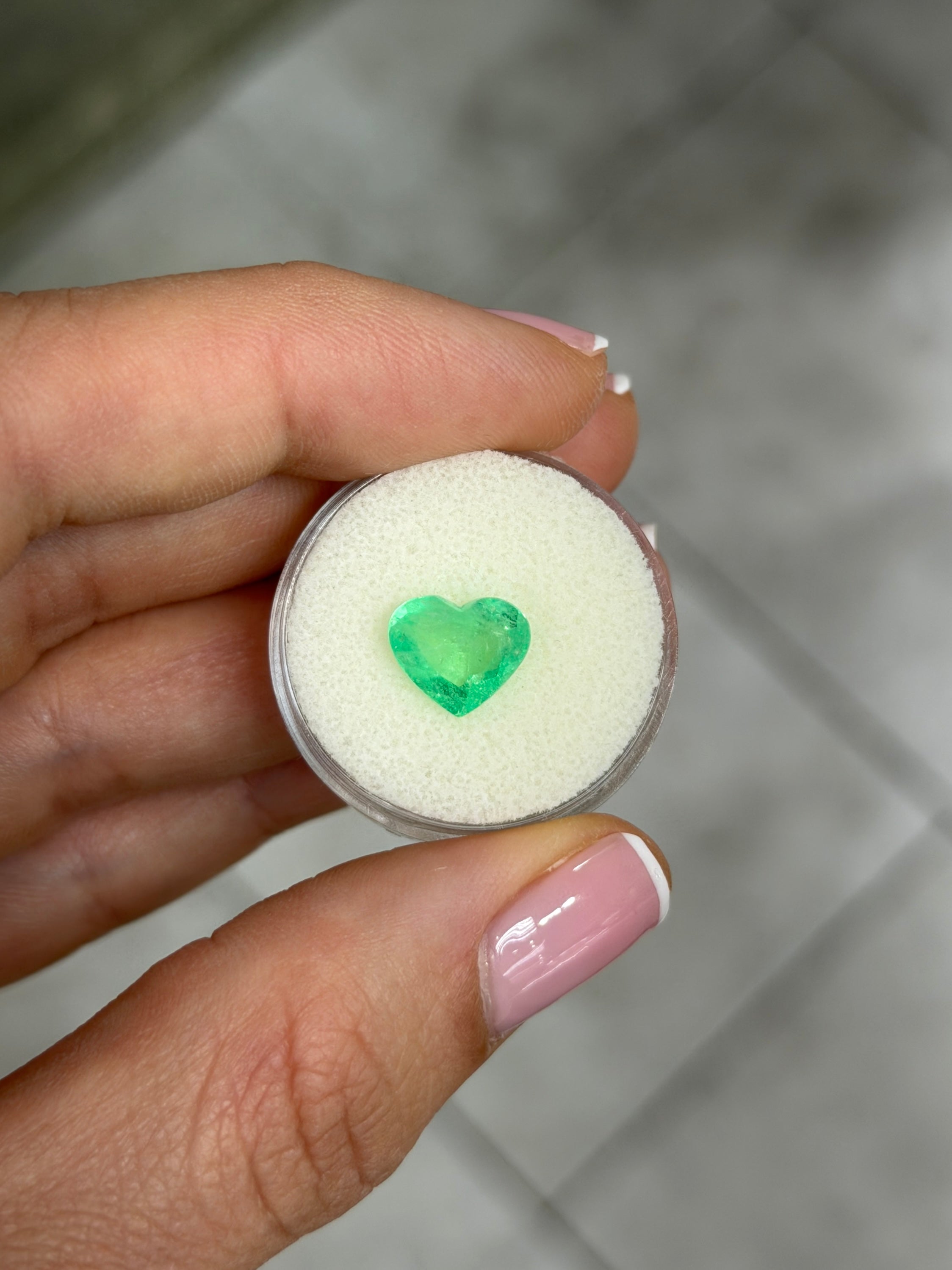 2.30 Carat 8.5x10 Spring Yellowish Green Natural Loose Colombian Emerald-Heart Cut