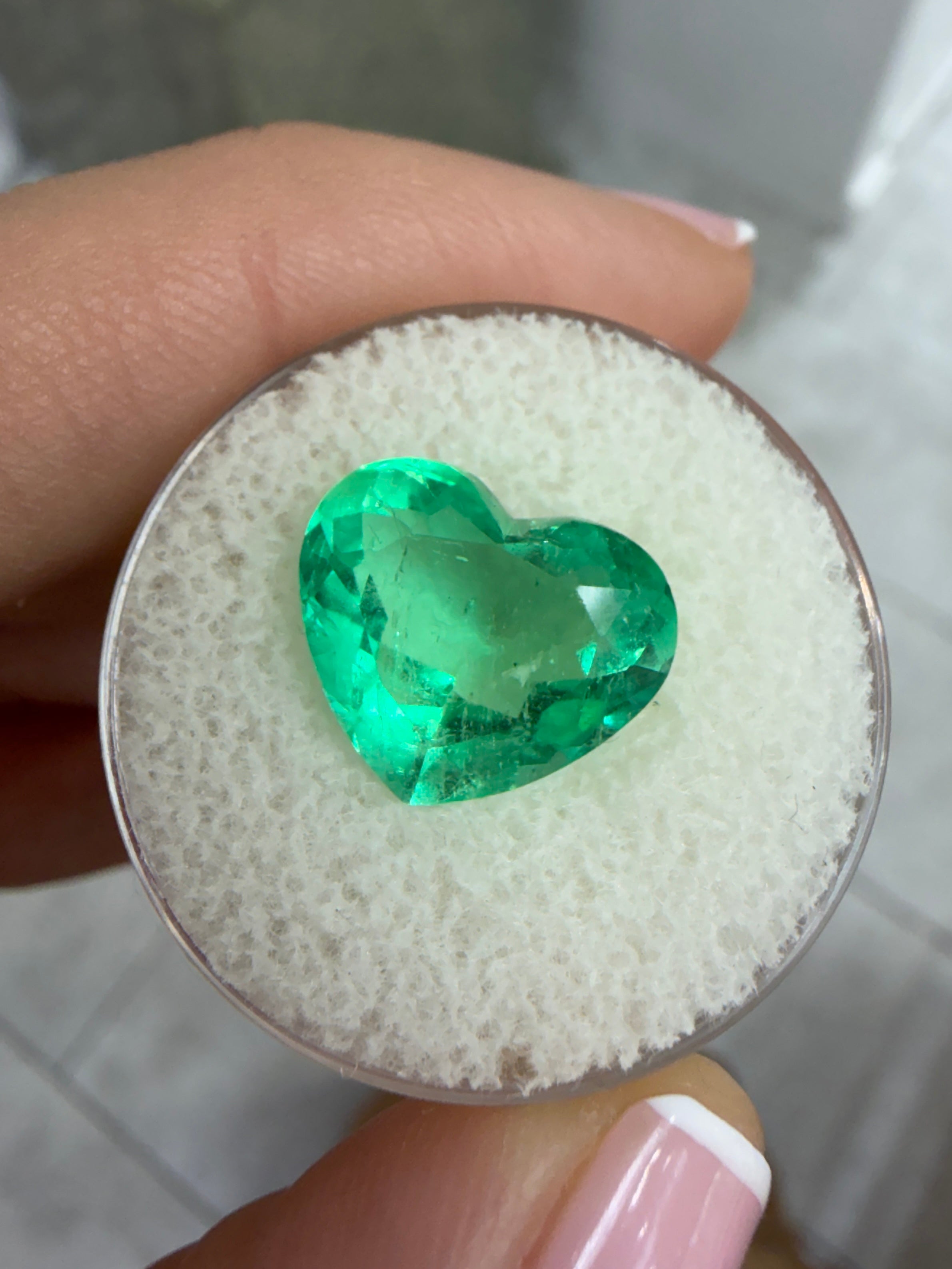 5.87 Carat 11x13 Vivacious Green Natural Loose Colombian Emerald-Heart Cut