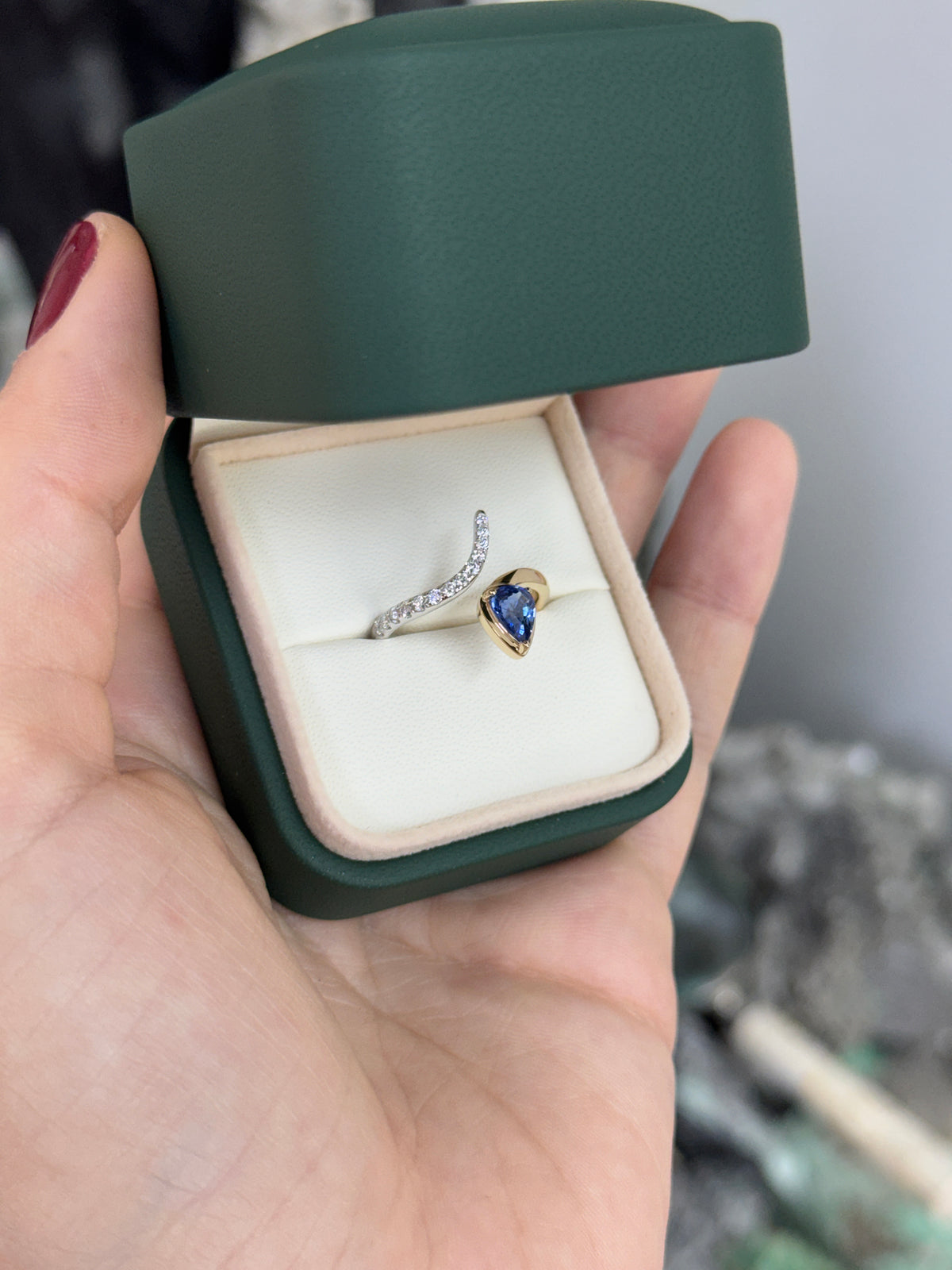 Custom two toned 14K gold Sapphire & Diamond Snake