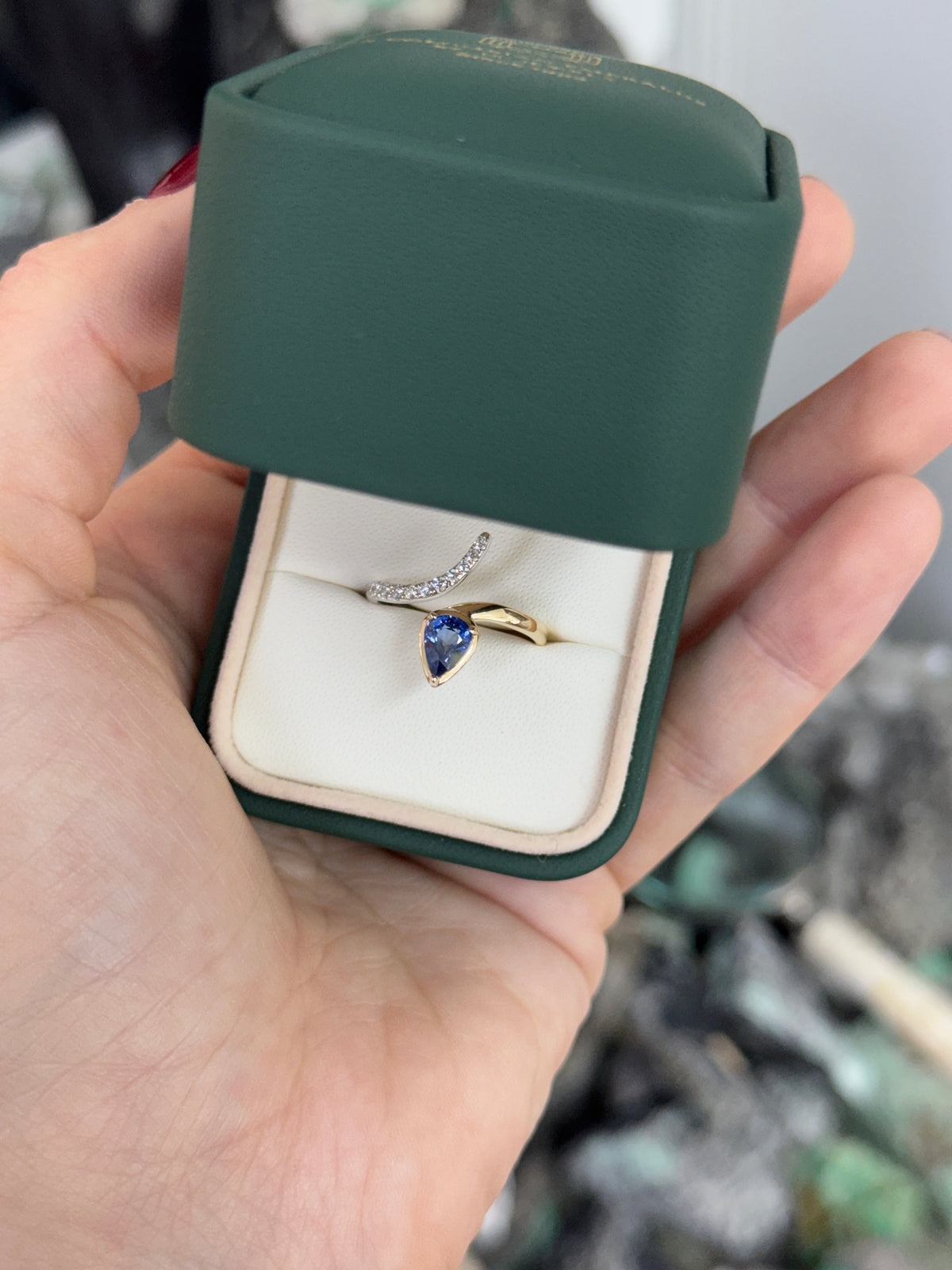 Custom two toned 14K gold Sapphire & Diamond Snake