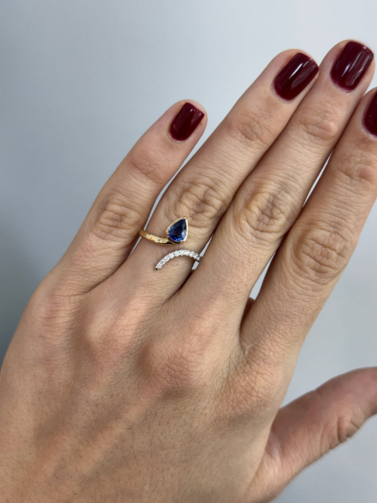 Custom two toned 14K gold Sapphire & Diamond Snake