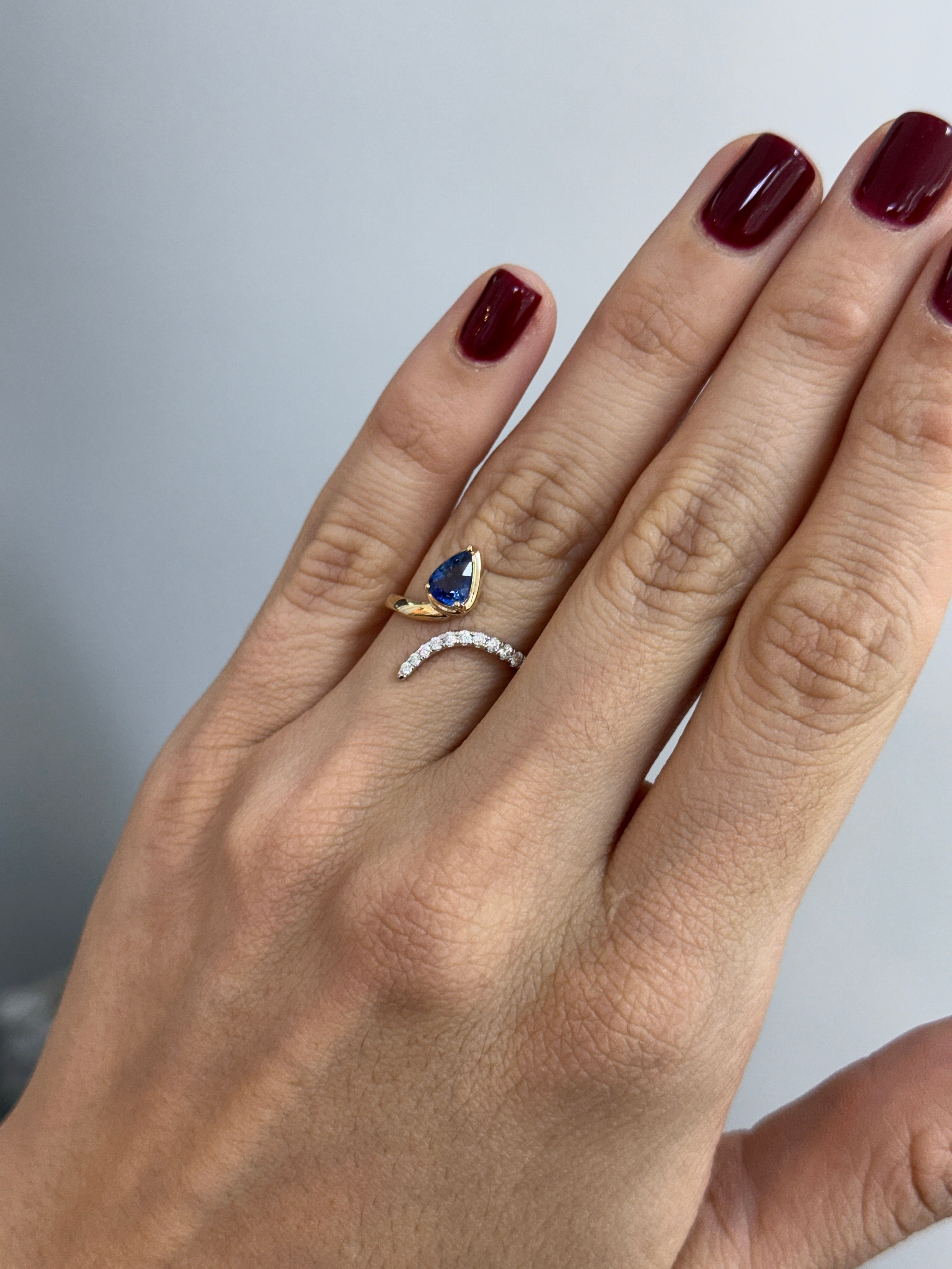 Custom two toned 14K gold Sapphire & Diamond Snake