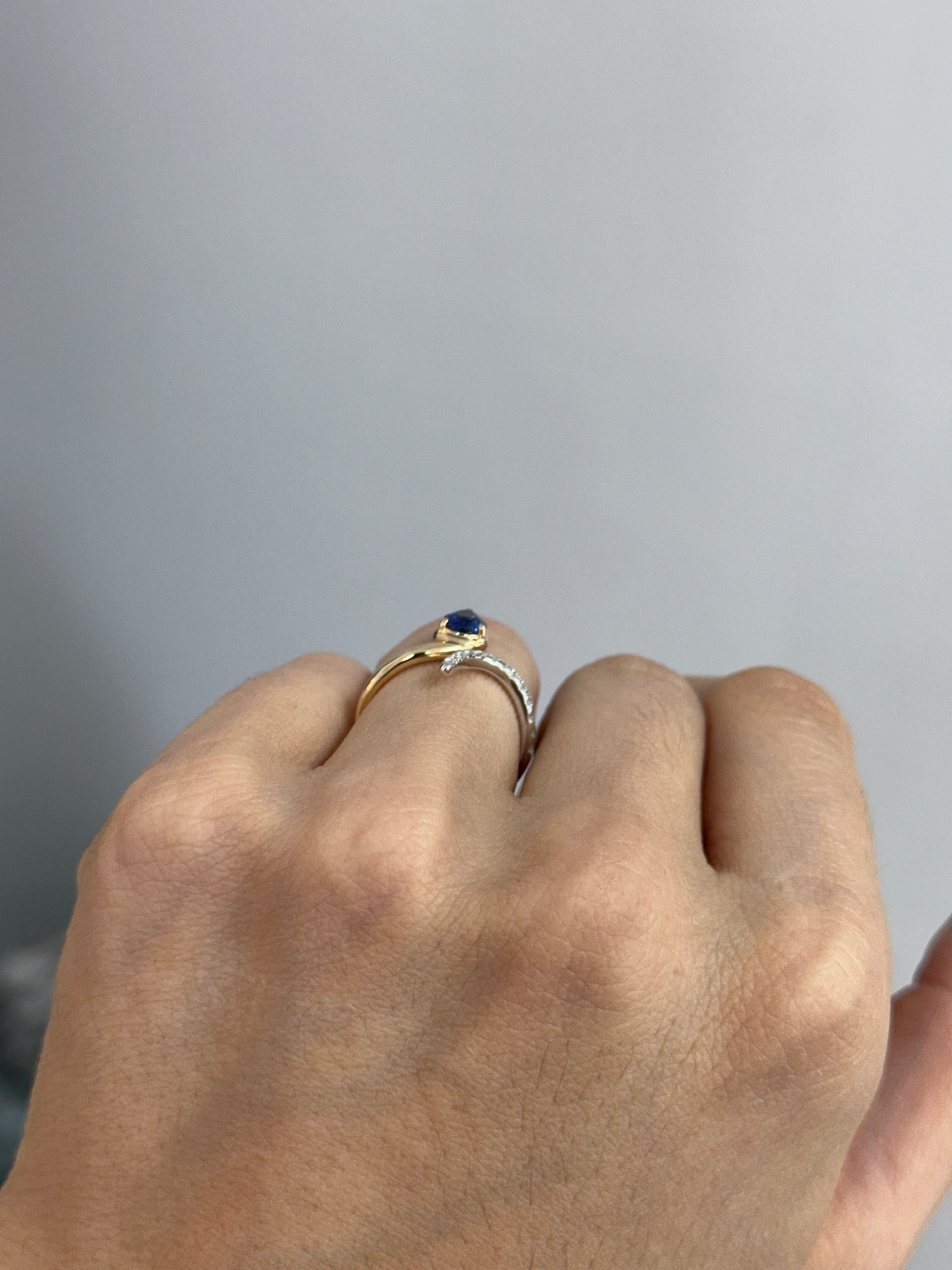 Custom two toned 14K gold Sapphire & Diamond Snake