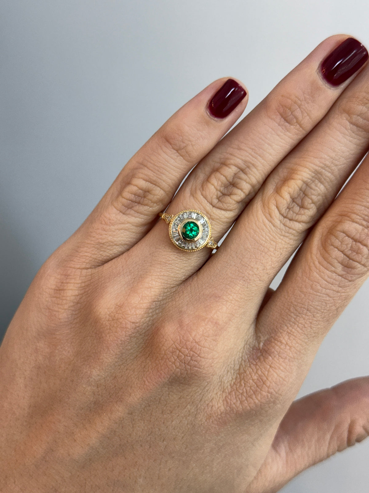 1.25tcw Colombian Emerald & Diamond Ballerina Ring 14K