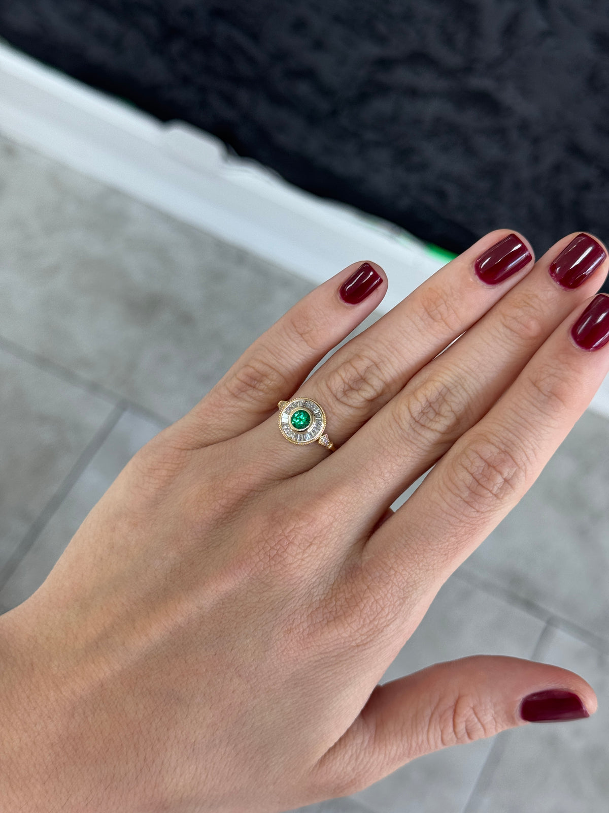 1.25tcw Colombian Emerald & Diamond Ballerina Ring 14K