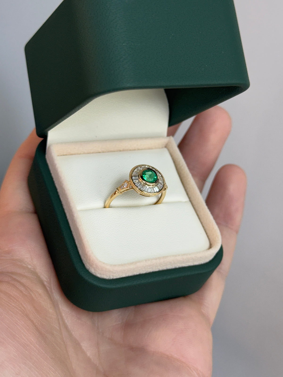 1.25tcw Colombian Emerald & Diamond Ballerina Ring 14K
