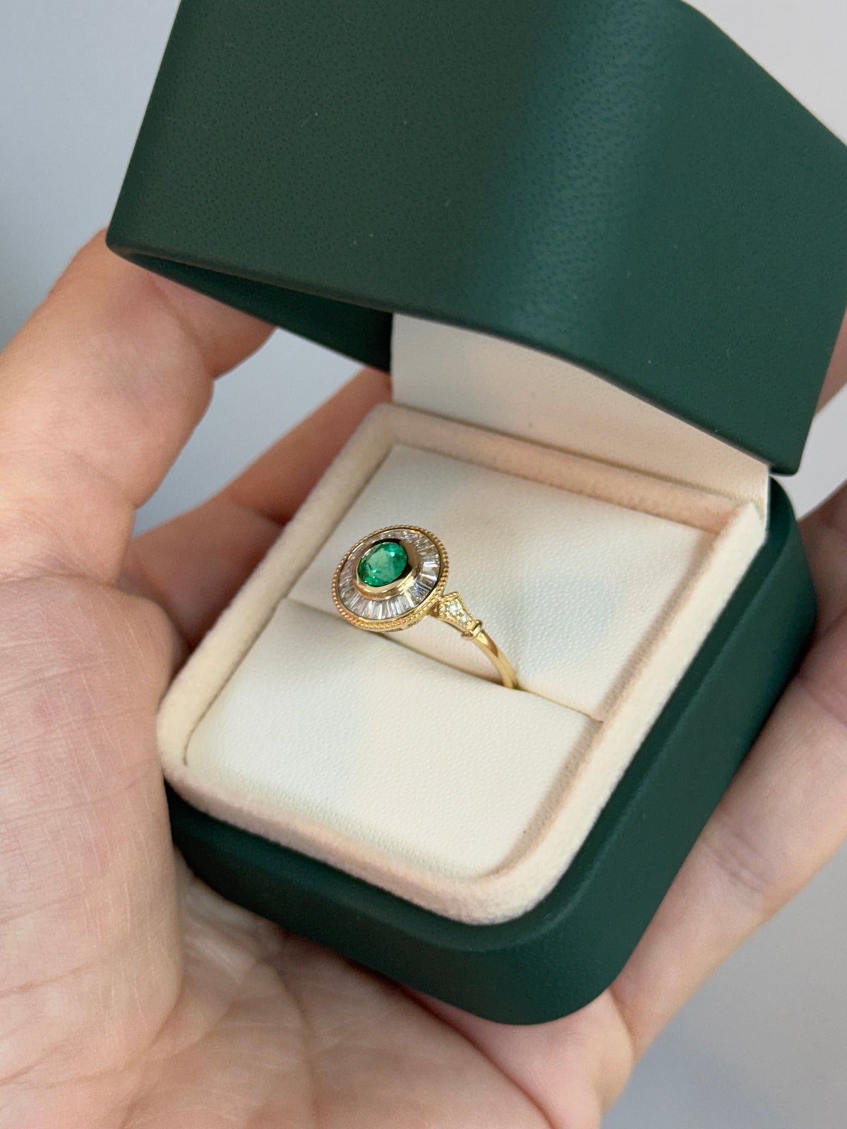 1.25tcw Colombian Emerald & Diamond Ballerina Ring 14K