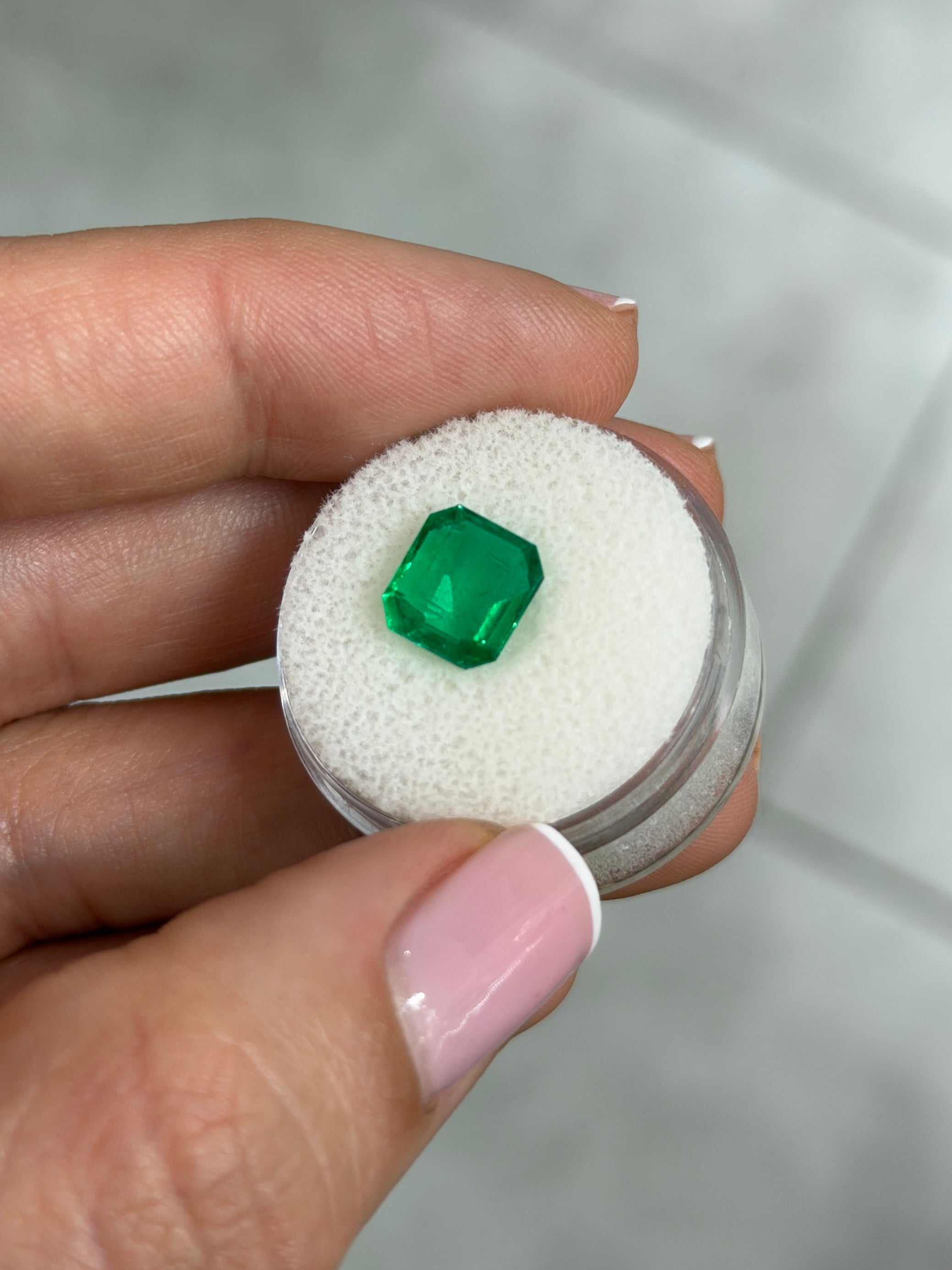 2.28 Carat 8.9x8.3 Vivid Green Asscher Cut Loose Colombian Emerald