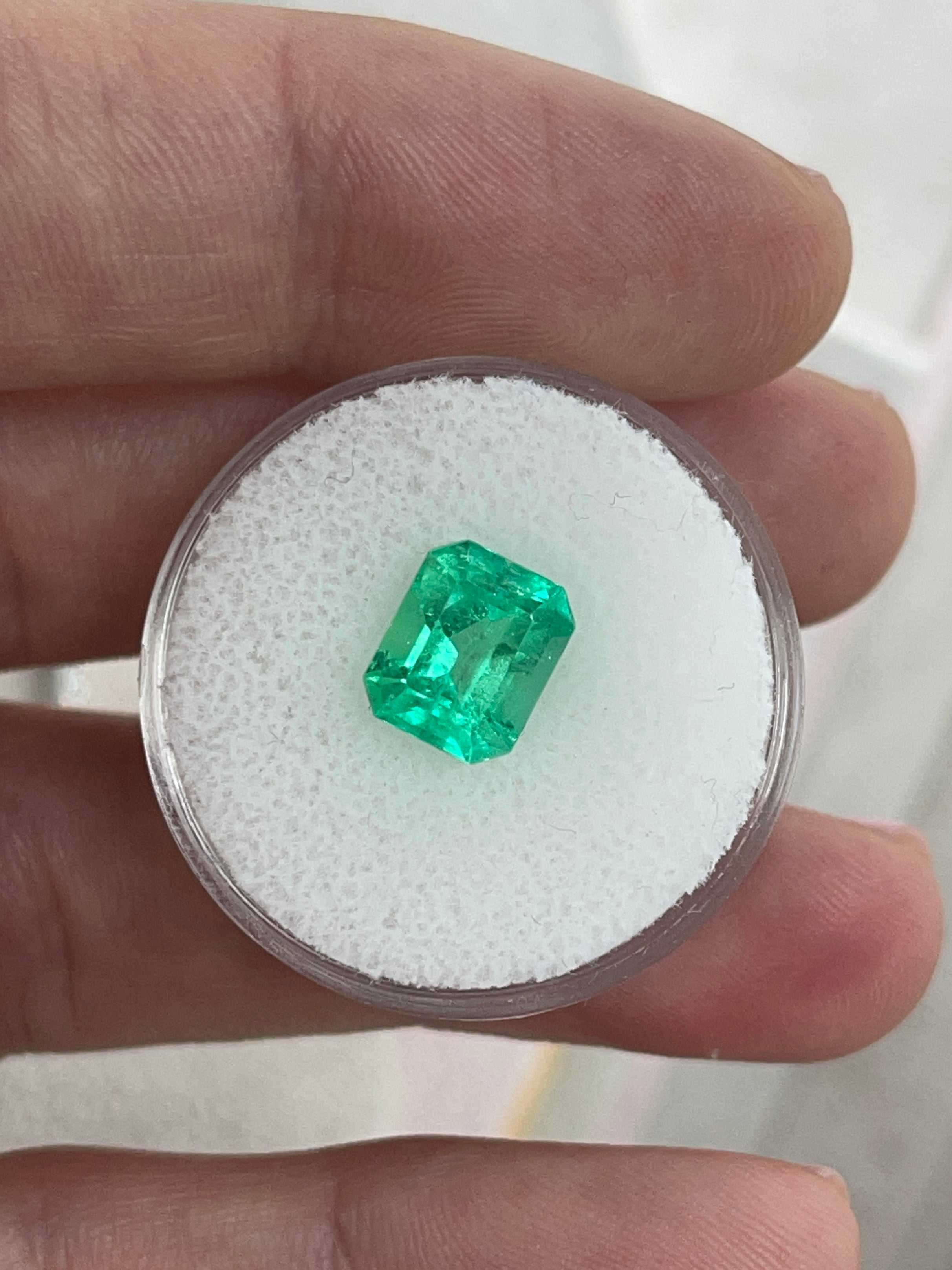 2.47 Carat 9x7 Yellowish Green Natural Loose Colombian Emerald- Emerald Cut - JR Colombian Emeralds