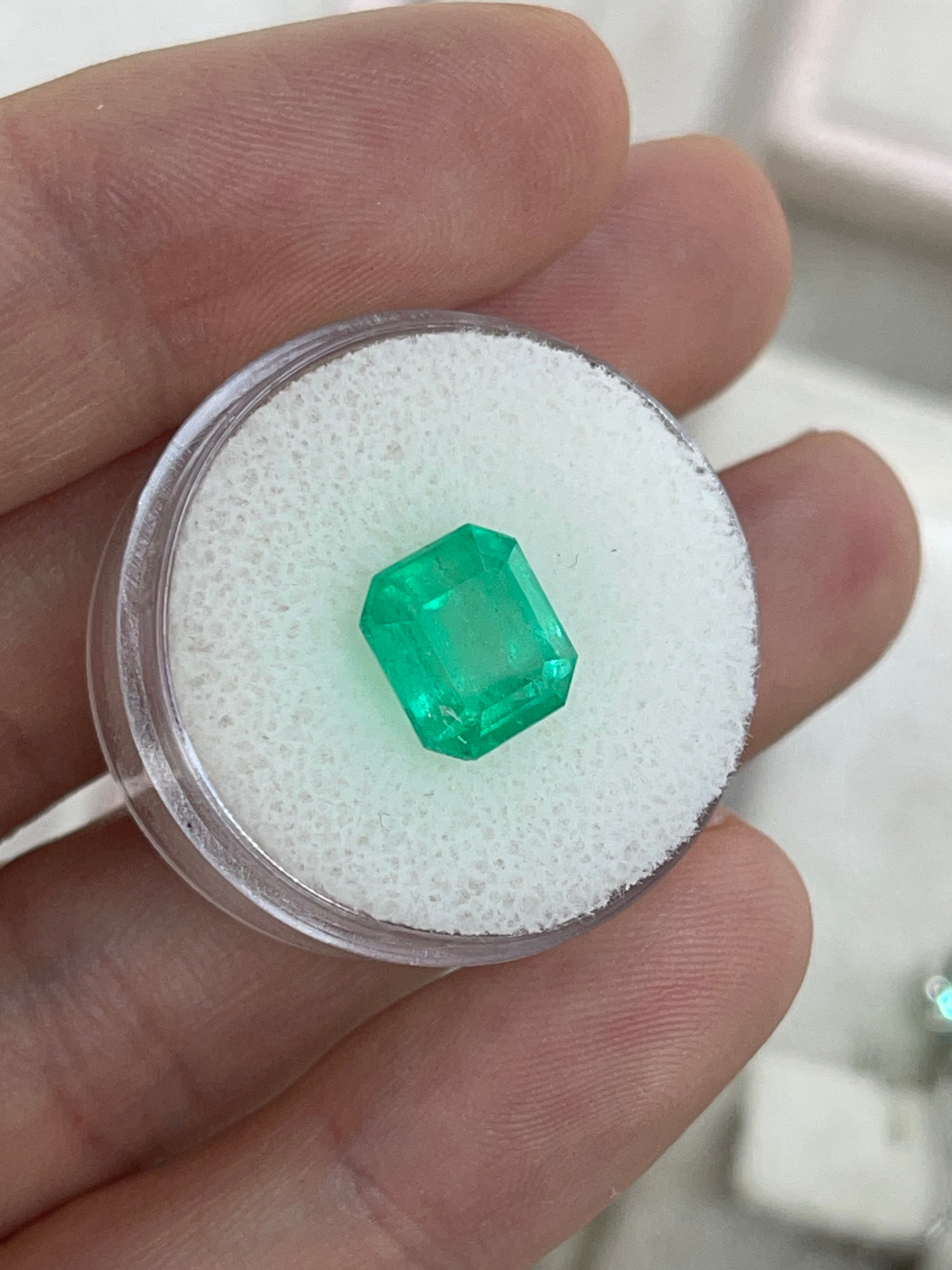 4.02 Carat Earth Mined Colombian Emerald 9x8mm Medium Yellowish Green Loose Natural Gemstone - JR Colombian Emeralds