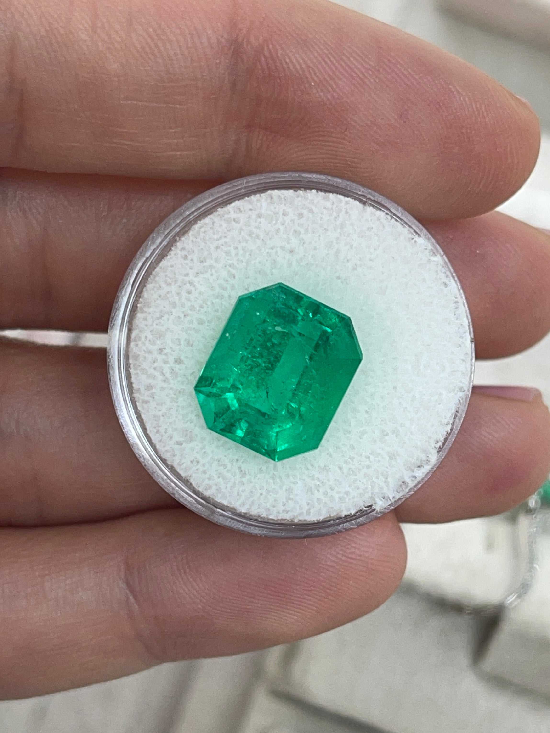8.40 Carat 13x11 AAA+ Fine Loose Colombian Emerald-Emerald Cut - JR Colombian Emeralds