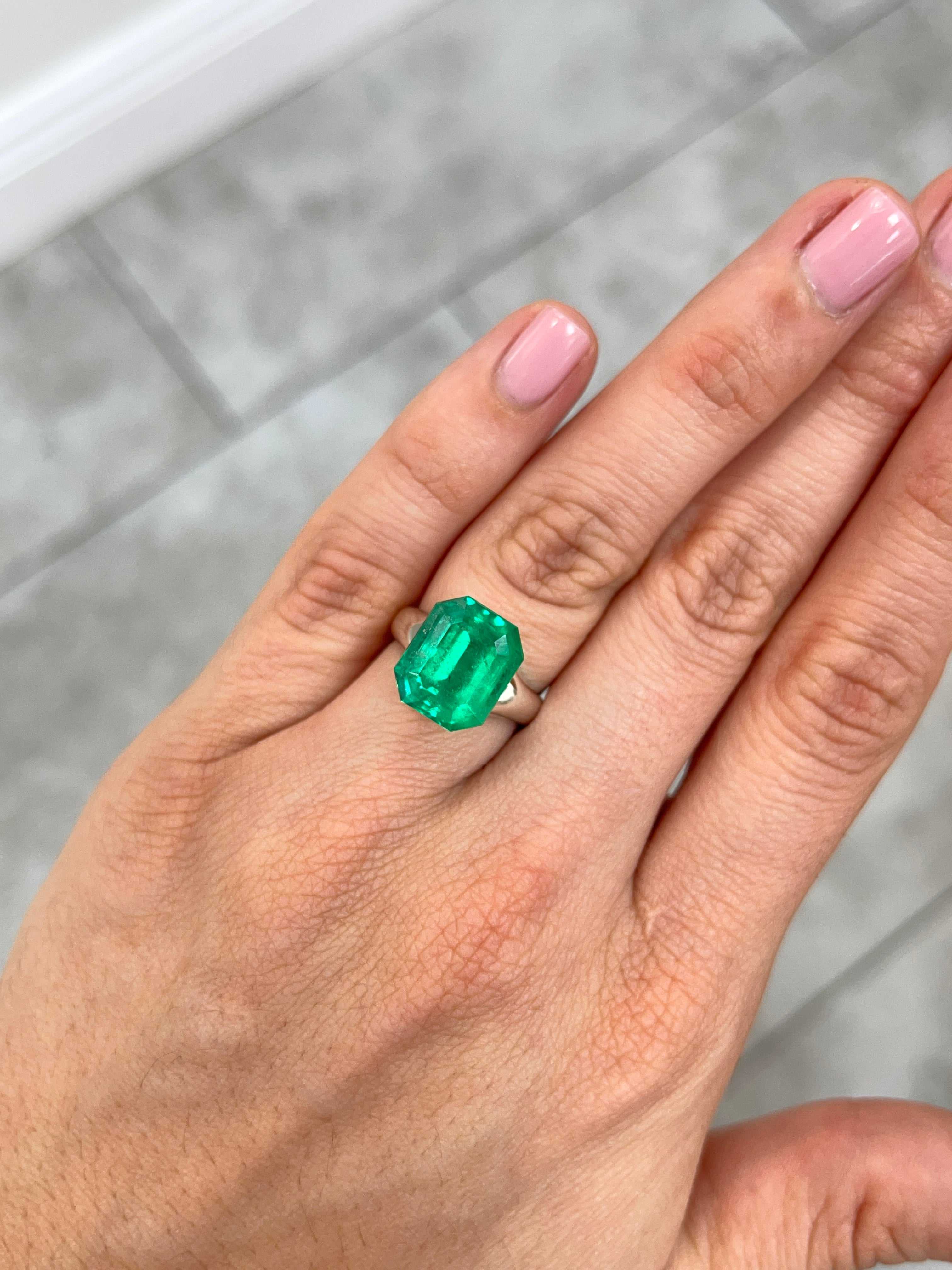 8.40 Carat 13x11 AAA+ Fine Loose Colombian Emerald-Emerald Cut - JR Colombian Emeralds