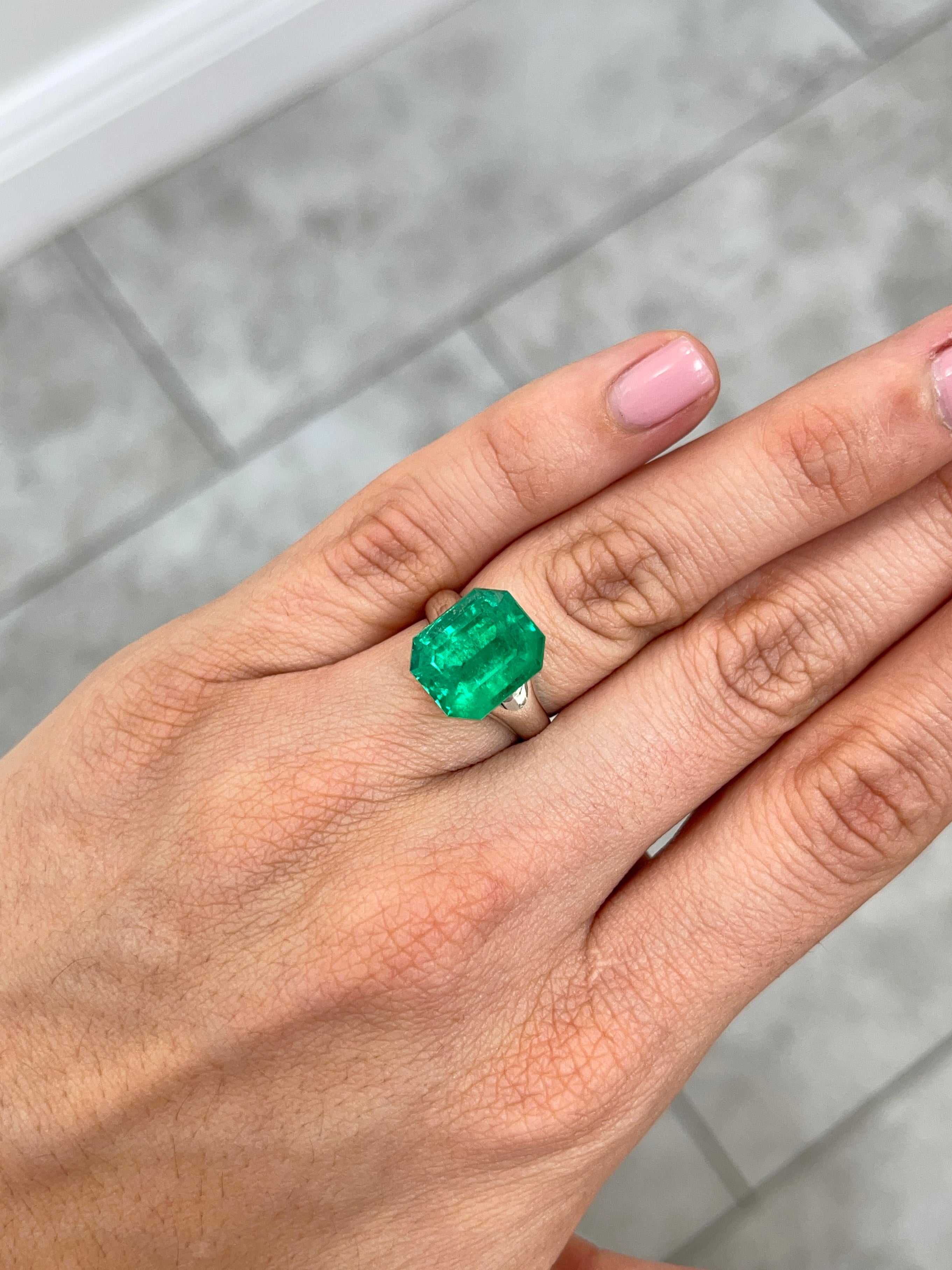 8.40 Carat 13x11 AAA+ Fine Loose Colombian Emerald-Emerald Cut - JR Colombian Emeralds