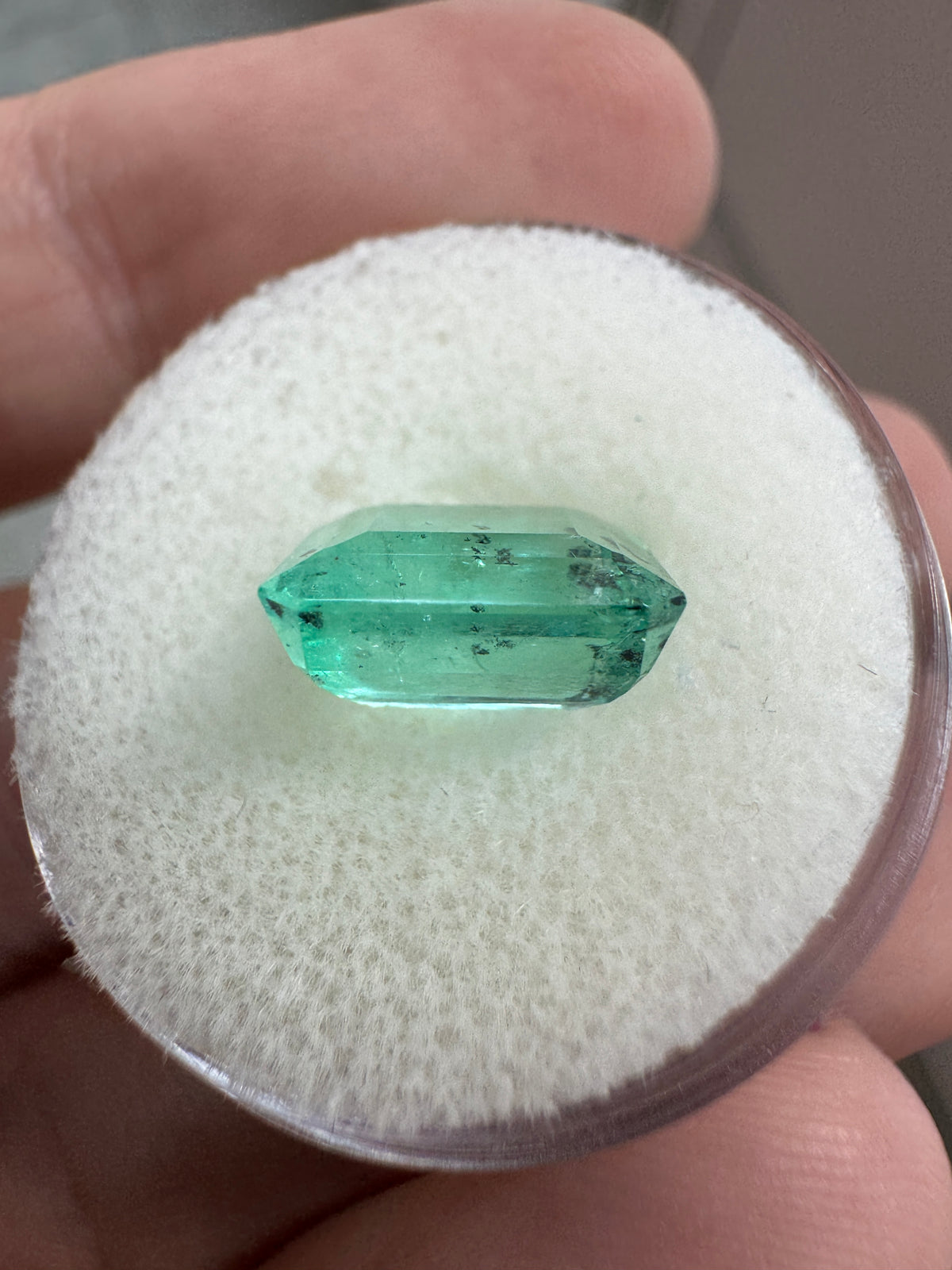 3.51 Carat 10x9 Freckled Bluish Green Natural Loose Colombian Emerald-Emerald Cut
