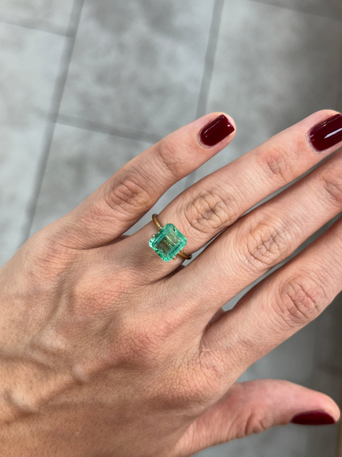3.51 Carat 10x9 Freckled Bluish Green Natural Loose Colombian Emerald-Emerald Cut