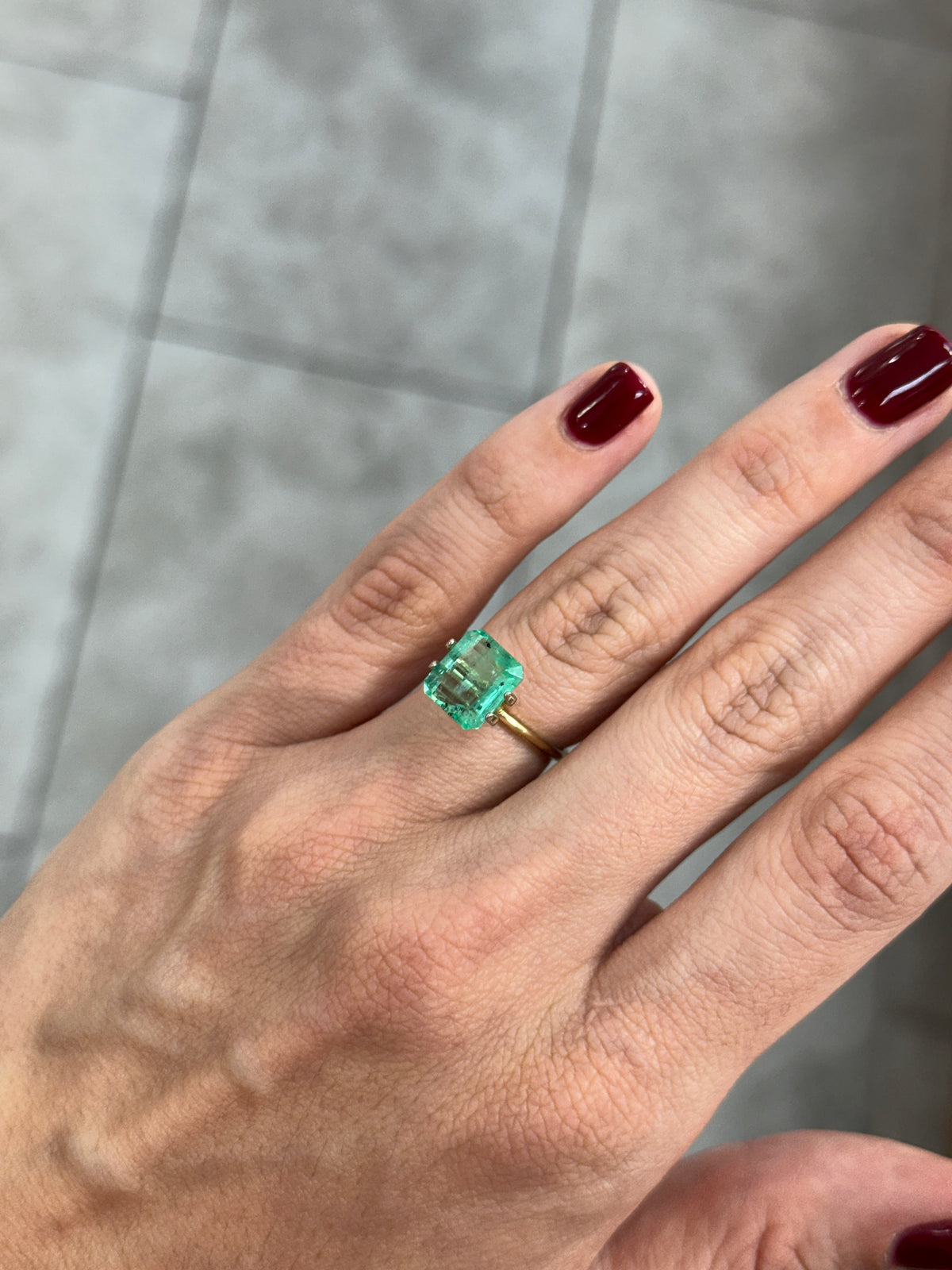 3.51 Carat 10x9 Freckled Bluish Green Natural Loose Colombian Emerald-Emerald Cut