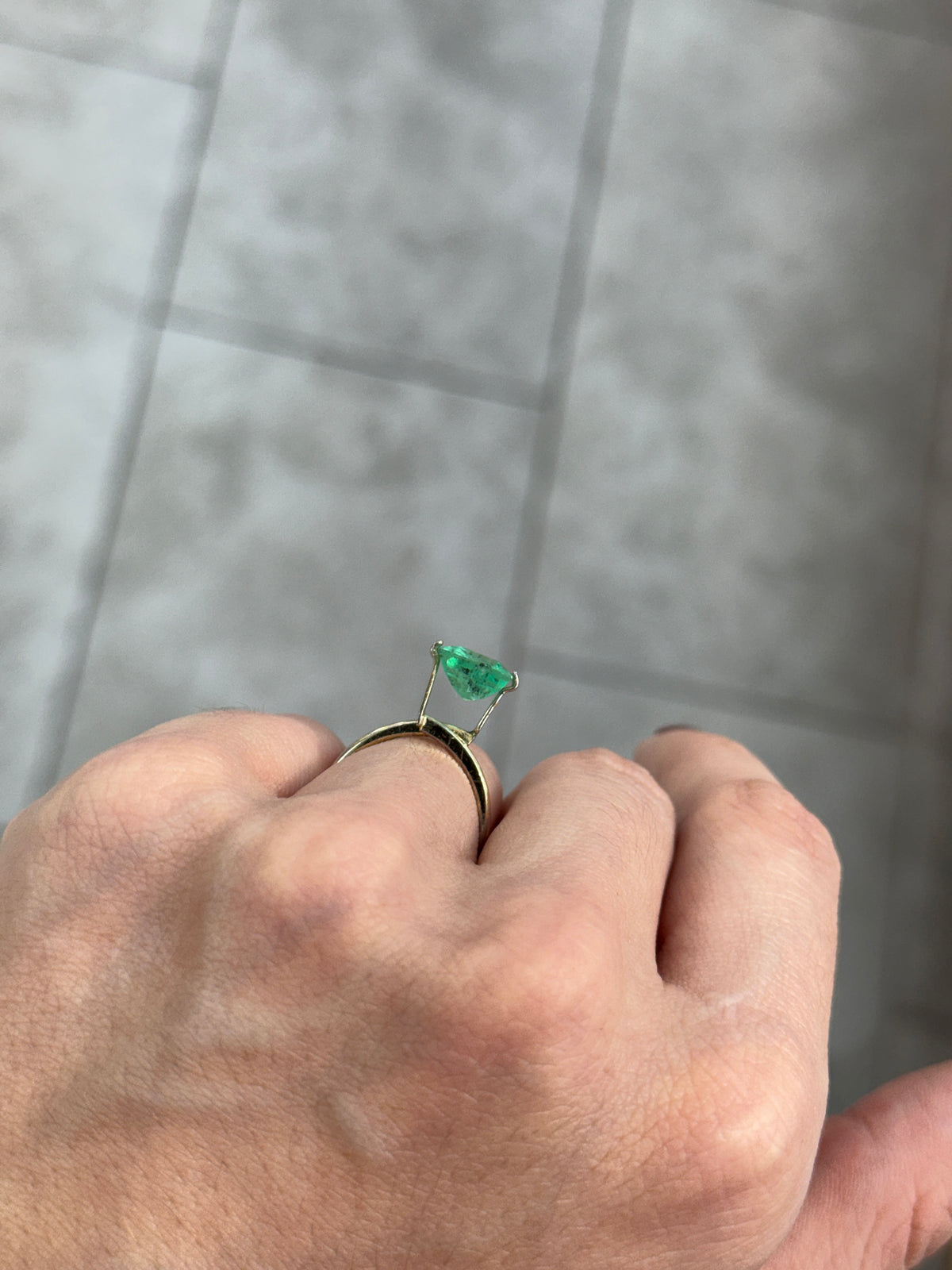 3.51 Carat 10x9 Freckled Bluish Green Natural Loose Colombian Emerald-Emerald Cut