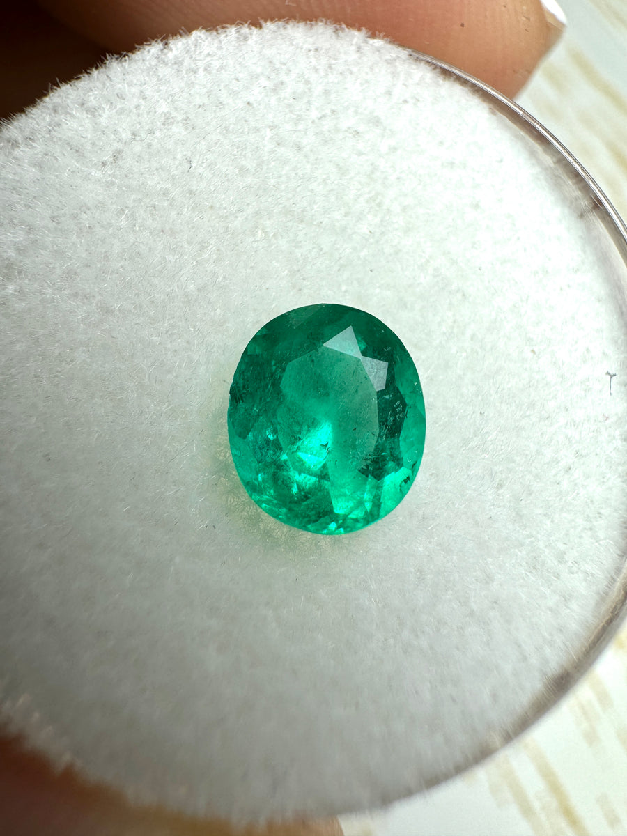1.0 Carat 7x6 Bluish Green Natural Loose Colombian Emerald-Oval Cut