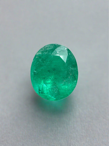 1.19 Carat Semi-Transparent Rich Green Natural Loose Colombian Emerald-Oval Cut