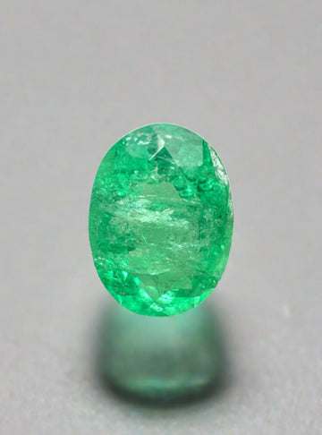 1.20 Carat Bright Spring Green Natural Loose Colombian Emerald-Oval Cut
