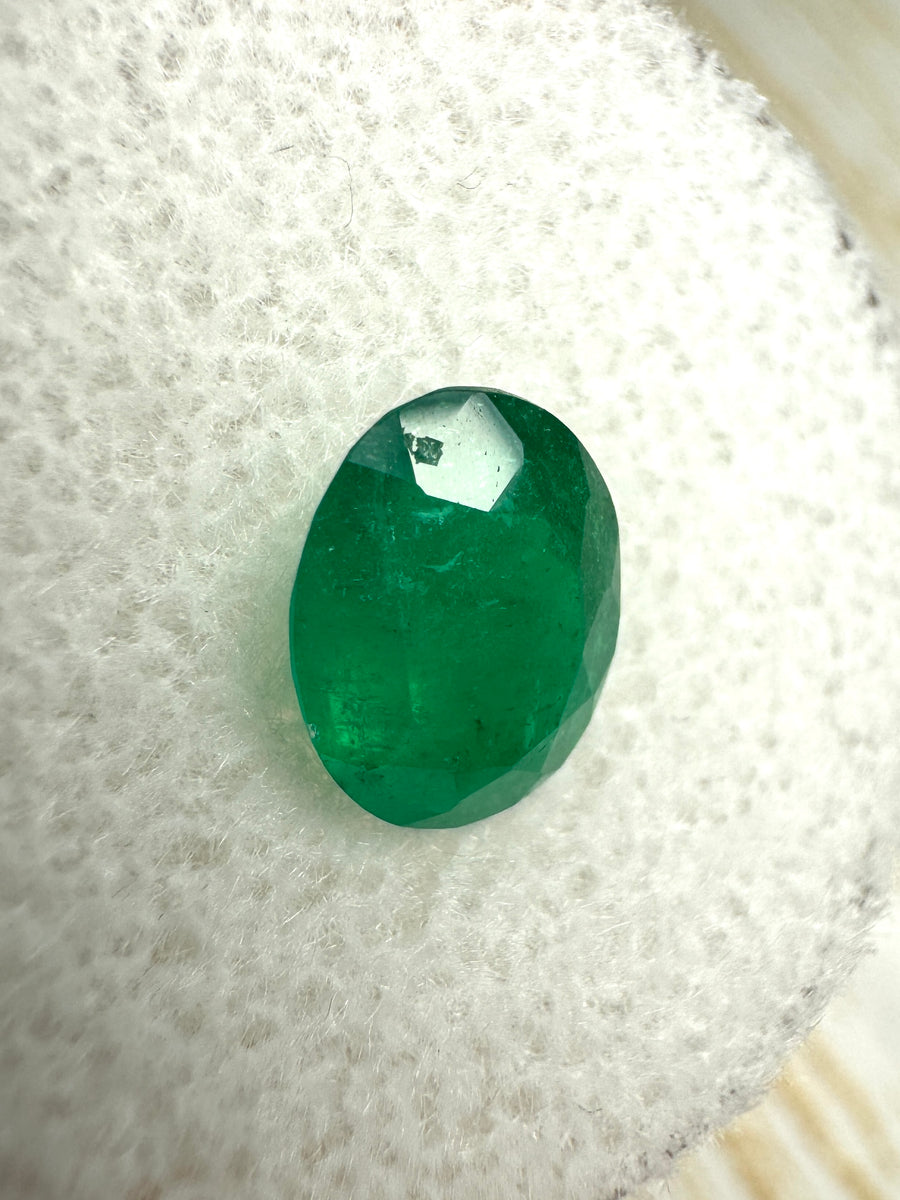 1.49 Carat 8.6x6.8 Dark Green Natural Loose Colombian Emerald-Oval Cut