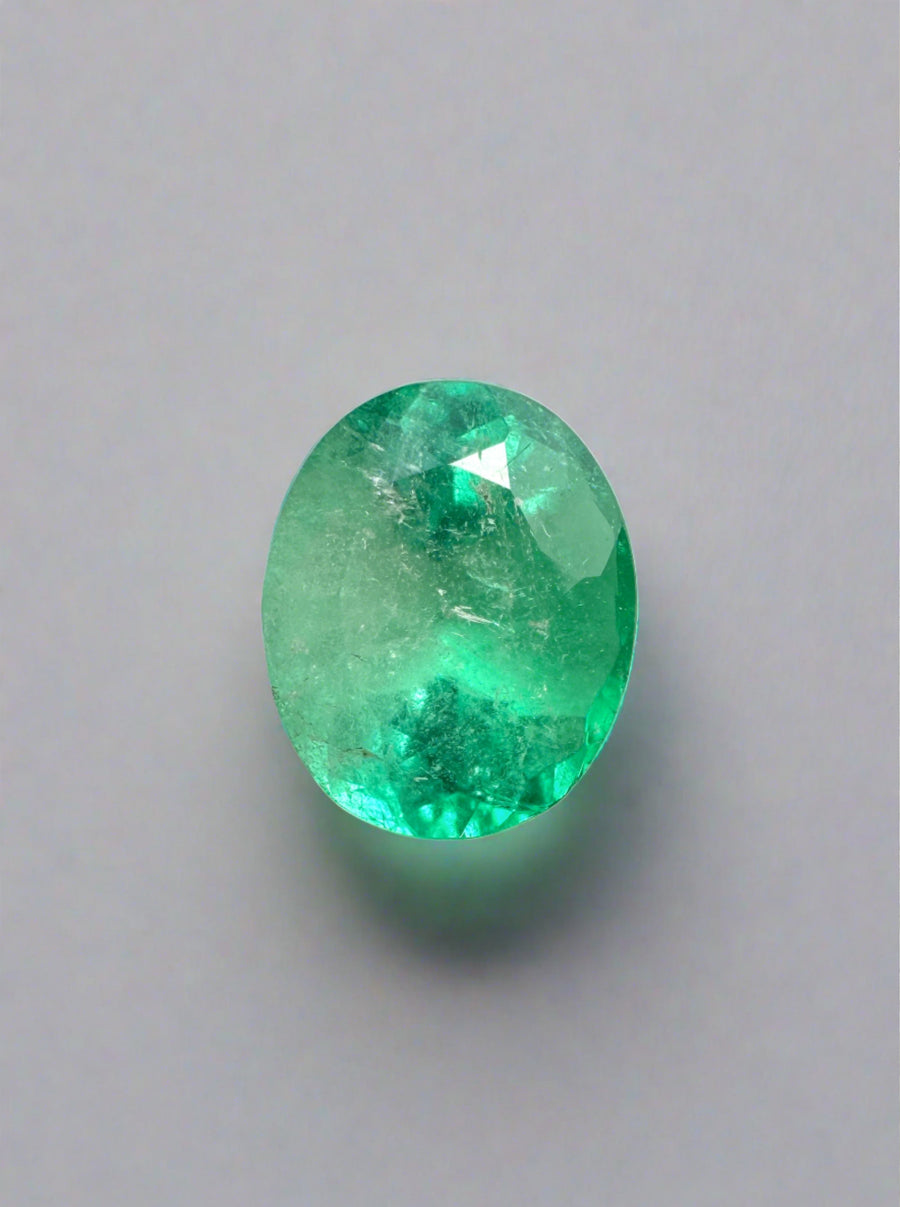 1.55 Carat Light Spring Green Natural Loose Colombian Emerald-Oval Cut