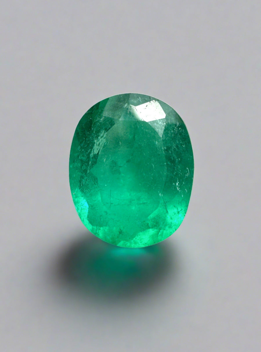 1.60 Carat 9x7.3 Strong Bluish Green Natural Loose Colombian Emerald-Oval Cut