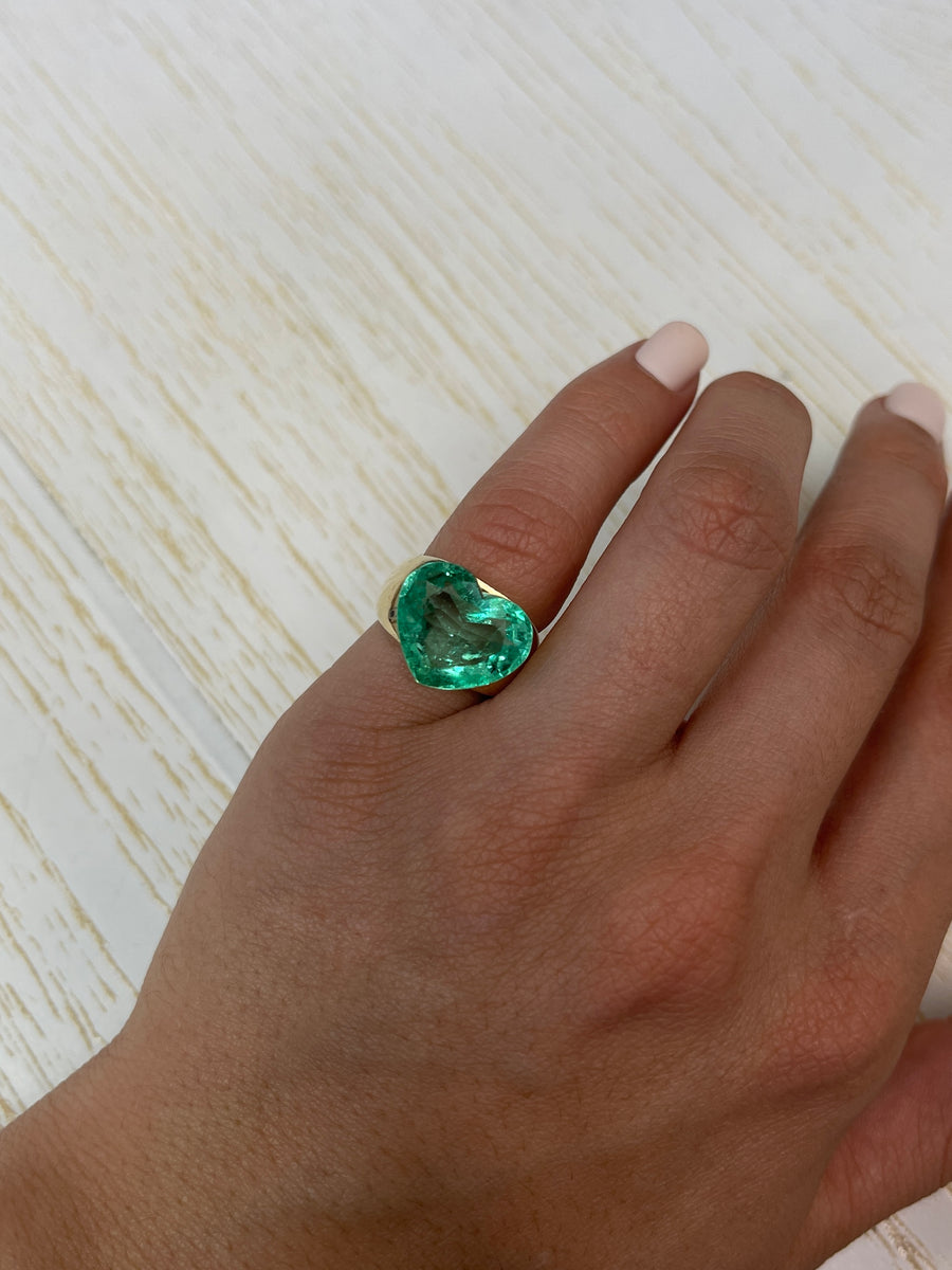 9.84 Carat 13x16 Bubbly Eye Clean Natural Loose Colombian Emerald-Heart Cut