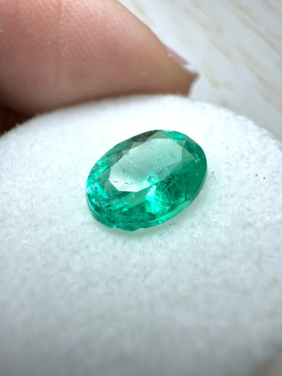 1.64 Carat 9.0x7. Green Natural Loose Colombian Emerald-Oval Cut