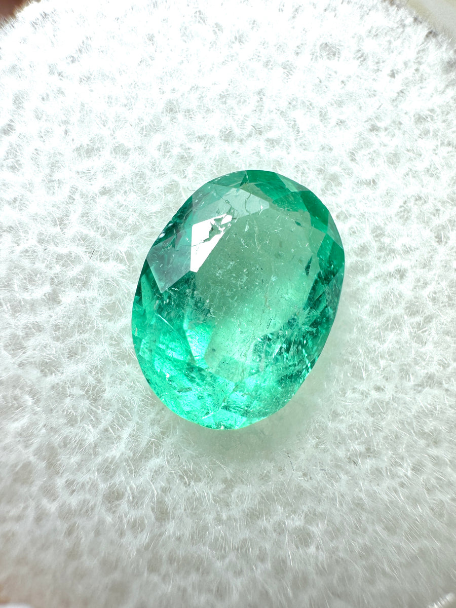 1.86 Carat Medium Light Green Natural Loose Colombian Emerald-Oval Cut