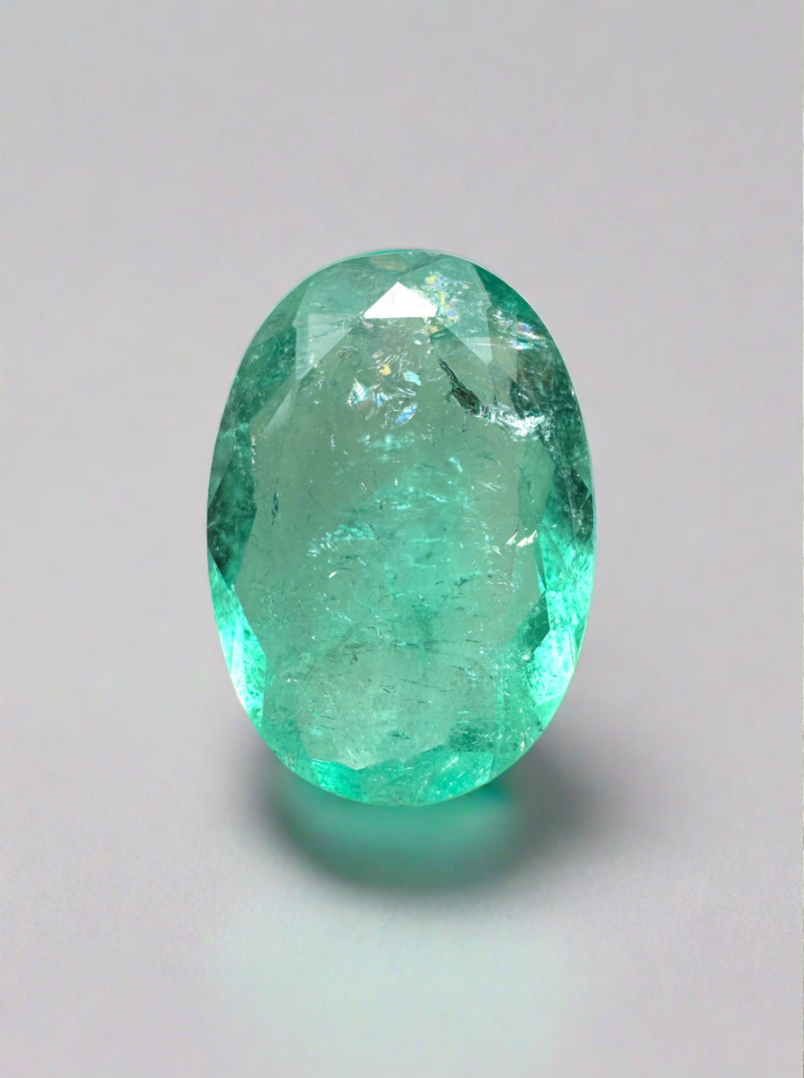 1.89 Carat 10.7x7.5 Light Bluish Green Natural Loose Colombian Emerald-Oval Cut