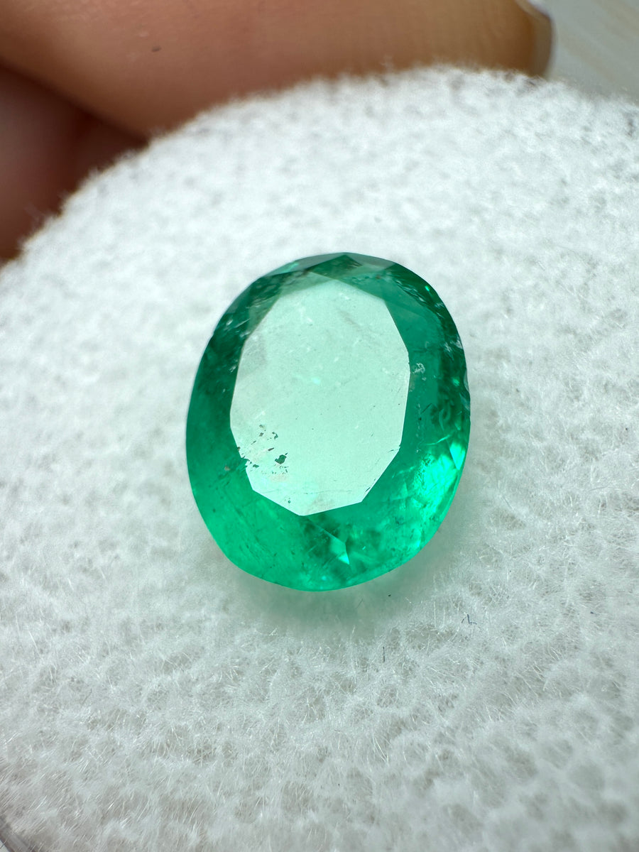 1.93 Carat 9.5x7.3 Green Natural Loose Colombian Emerald-Oval Cut
