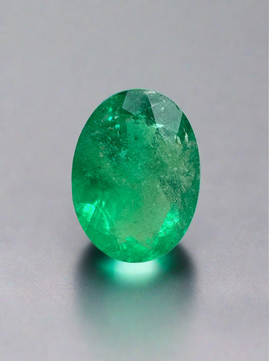 1.94 Carat 10x7.5 Green Natural Loose Colombian Emerald-Oval Cut