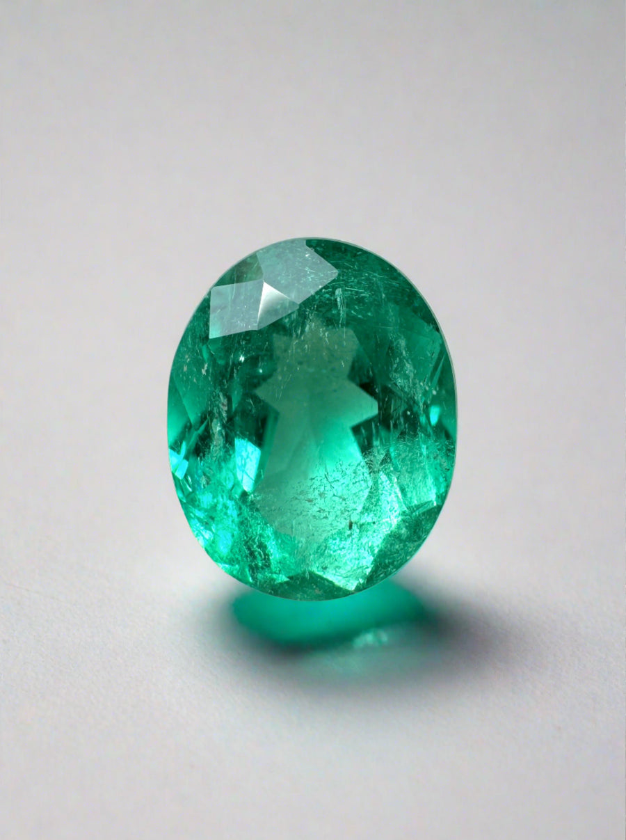 1.98 Carat 9x7 Bright Green Natural Loose Colombian Emerald-Oval Cut