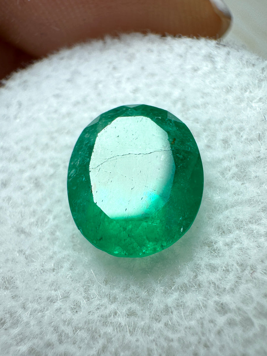 2.03 Carat 9x8 Dark Green Natural Loose Colombian Emerald-Oval Cut