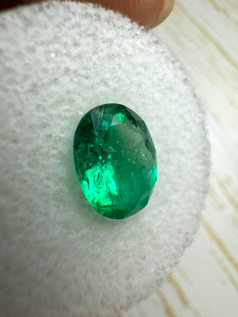 2.16 Carat 10x8 Vivid Muzo Green Natural Loose Colombian Emerald-Oval Cut