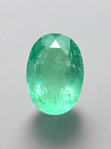2.40 Carat Slender Medium Light Green Loose Colombian Emerald-Oval Cut