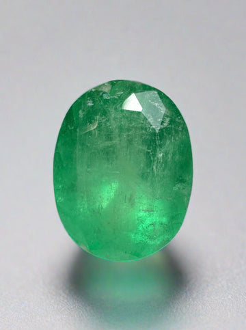 2.52 Carat Mossy Yellowish Green Natural Loose Colombian Emerald-Oval Cut