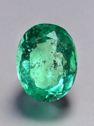 2.83 Carat 10x8 Vibrant Freckled Green Natural Loose Colombian Emerald-Oval Cut