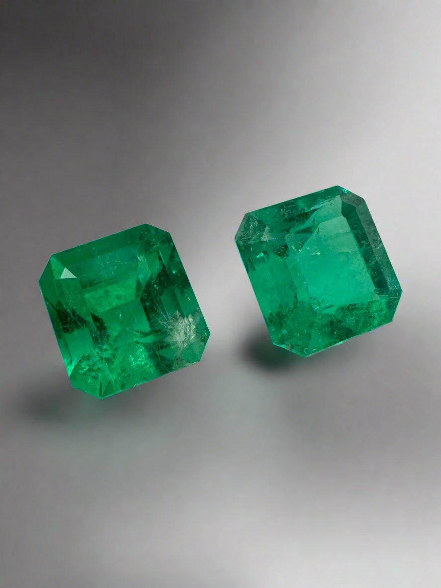 2.05tcw 6.3x5.9 AAA Matching Muzo Green Loose Colombian Emeralds-Asscher Cut - JR Colombian Emeralds