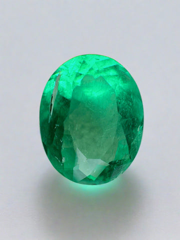 3.57 Carat 12x10 Vibrant Yellowish Green Natural Loose Colombian Emerald-Oval Cut