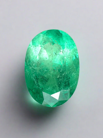 3.56 Carat Bi-Color Green Natural Loose Colombian Emerald-Oval Cut